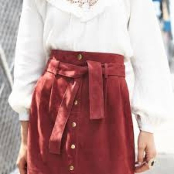 Sezane Dresses & Skirts - Sezane Tesse burgundy leather skirt size 4